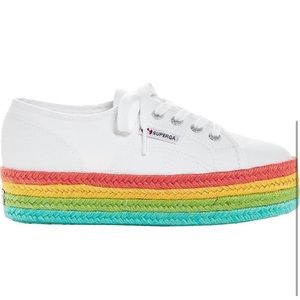 Superga 2790 Womens Rainbow Canvas Platform Sneakers